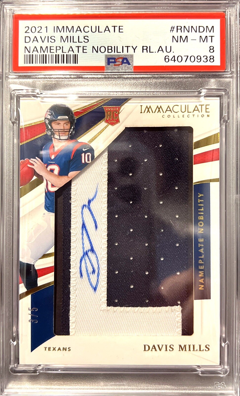 Davis Mills Panini Immaculate Collection Rookie Nameplate Nobility Relic Signatures #RNNDM Base