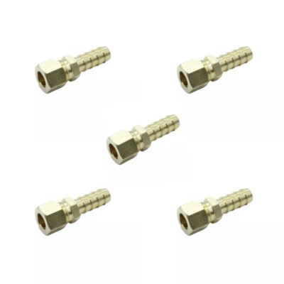 5Pcs Hose Barb fitting Transmission Cooler Line Brass Compression 3/8'' OD to 3/8