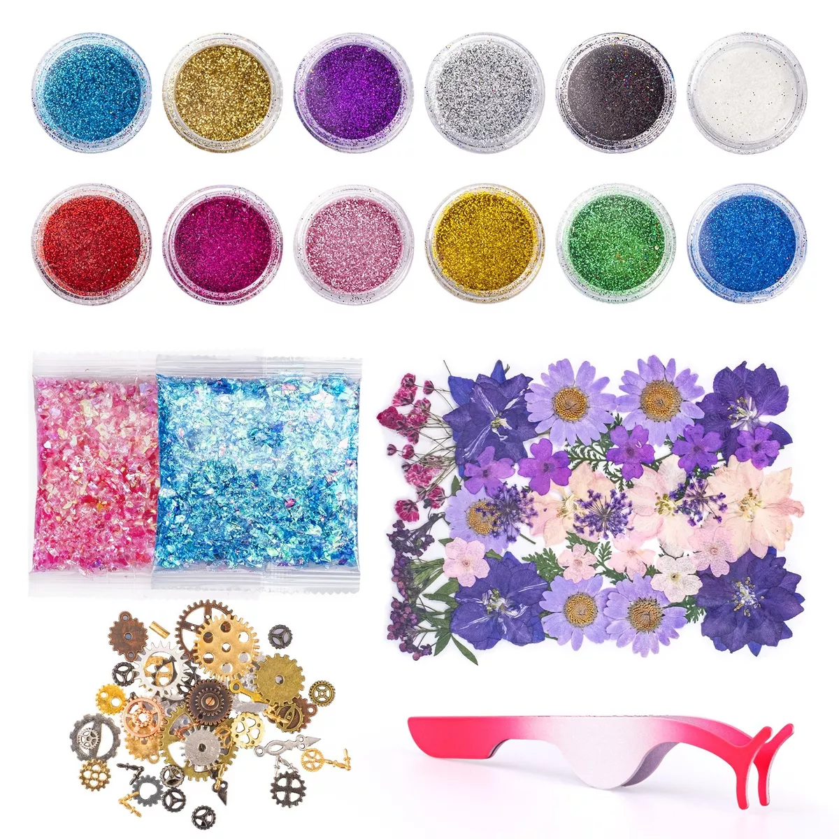 49pcs Resin Jewelry Making Supplies Kit Resin Decoration with Glitter DIY  Craft