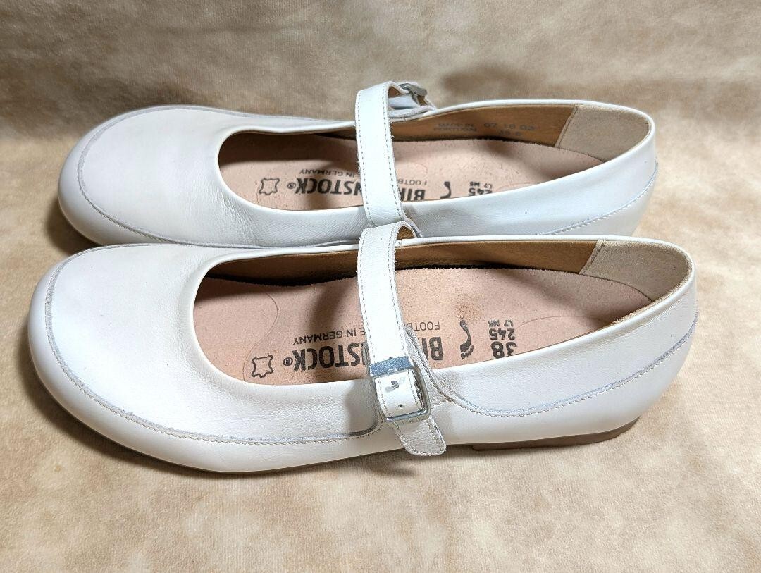 BIRKENSTOCK LIZMORE ホワイト 38 BIRKENSTOCK LISMORE Mary Janes Flat Strap Shoes White Narrow