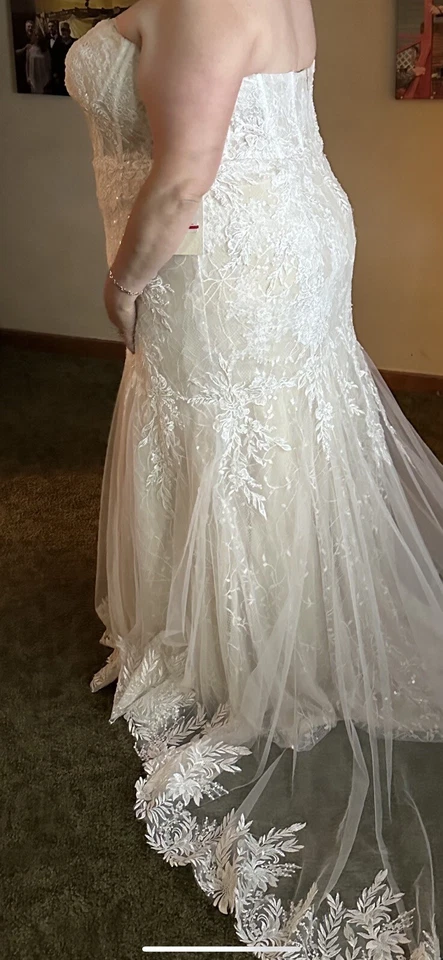 Vestido de novia encaje hermosos diseños talla grande 24W Foto 4 de 4