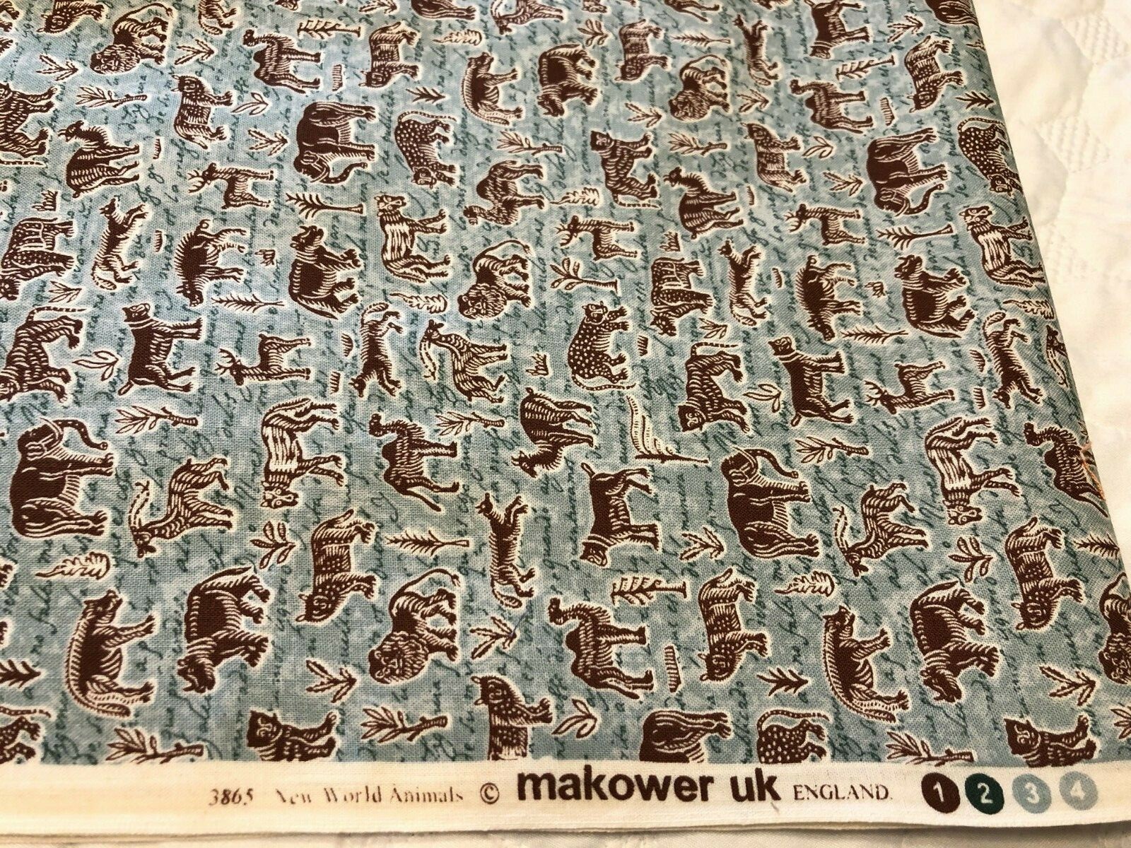 Quilt Fabric NEW WORLD ANIMALS Makower England Fabrics Elephants Tigers