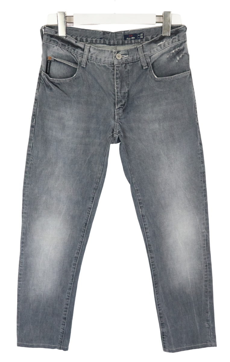 ARMANI JEANS J10 Extra Slim Jeans Men's W32/~L29* Whiskers Faded Denim Grey