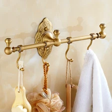 Vintage Wall-Mounted Shelf Towel Bar Rack Bathroom Towel Storage Brass Shelf