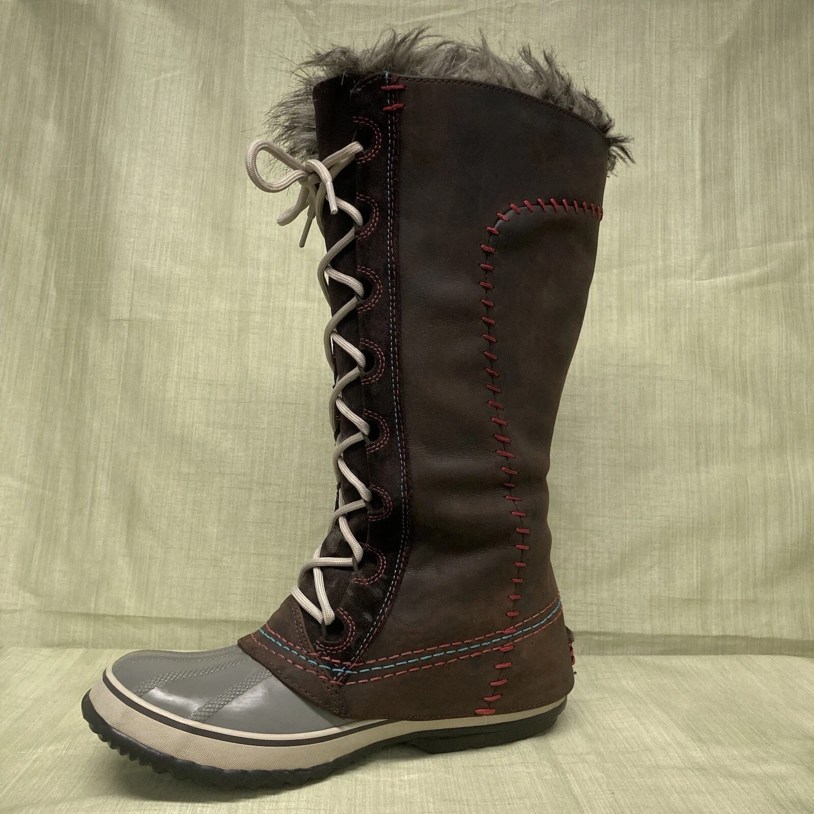 sorel cate the great leather waterproof fur lined winter snow boots