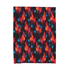 Velveteen Plush Blanket Colorful Plaid With Flames Festive Biker Home Decor Cool
