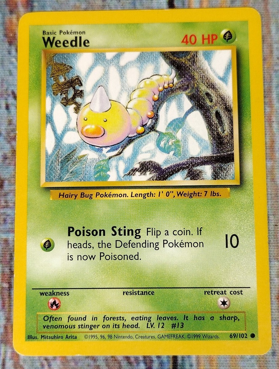 1995 weedle pokemon card Pokemon Card Weedle 69/102 Base Set Basic Common 1999 (#1)