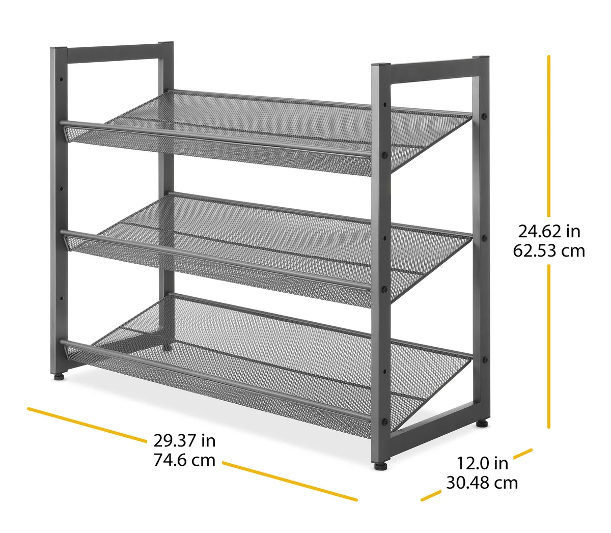 3 Tier Stacking Shoe Rack Adjustable Flat Angled Shelves Gray