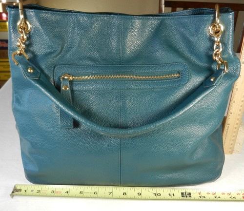 Cuore & Pelle Sofia Teal Pebble Leather Satchel Handbag Purse NWOT - Picture 4 of 18