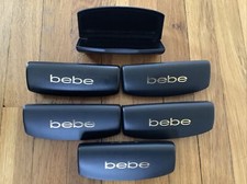 6 BEBE Eye Glasses Sunglasses Case Clam-Shell Black With Gold Lettering - New