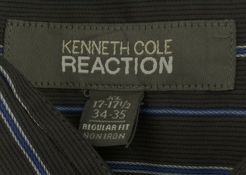 Kenneth Cole Men Shirt, Size XL 17-17.5,34/35, Gray/Blue, 100% Cotton - Picture 3 of 5
