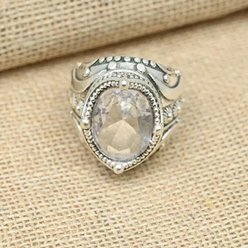 Anillo de piedras preciosas de cristal anillo de regalo de diseñador de plata de ley 925 para hombre todas las tallas D02 Foto 2 de 4