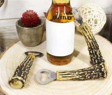 Set of 3 Rustic Western Faux Stag Deer Bone Antler Soda Beer Bottle Cap Openers