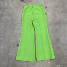 Vintage Polyester Hippy Flared Disco Pants 70s Flare MCM Green 26x30