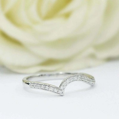 1.00Ct Lab Created Diamond Eternity Curve Wedding Ring In 14K White Gold Plated