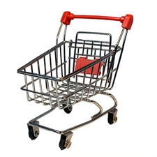 MINI GROCERY SHOPPING CART Toy / Display Steel Metal Wire Doll Accessory Red