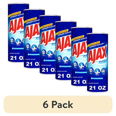 (6 pack) Ajax Powder Cleanser with Bleach, Scratch-Free Formula, 21 oz Bottle
