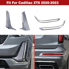 Set 4x Front&Rear Bumper Fog Light Cover Chrome Trim For Cadillac XT6 2020-2023