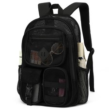 Mesh Backpack for Boys Girls Adults, Heavy Duty See Through School Bookbag fo...