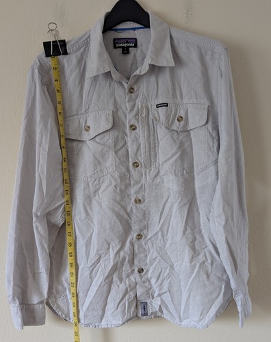 Men's Patagonia Cotton Hemp Shirt Size S Button Up Long Sleeve Tan Light