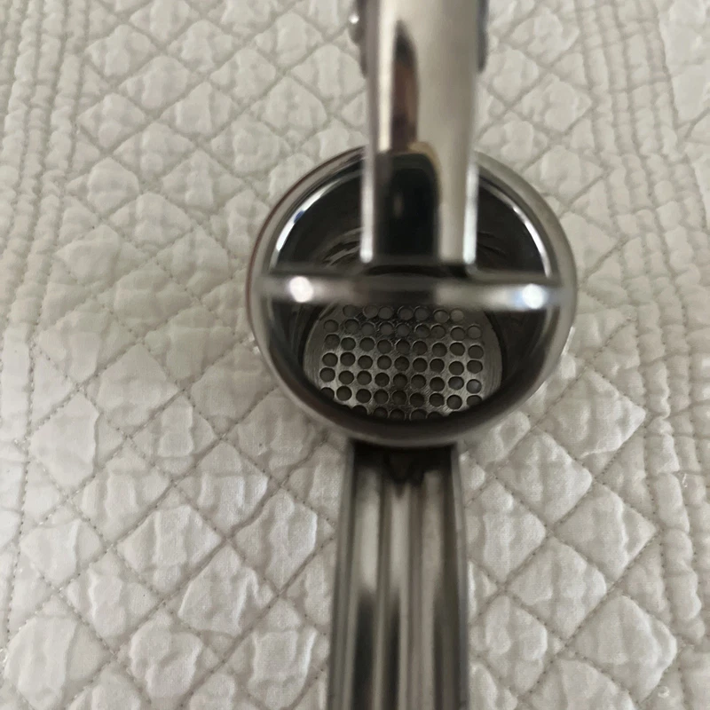 two-piece stainless steel garlic press set