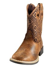 Twister Western Boots Girls Prue Floral Zip Closure Brown 443009602