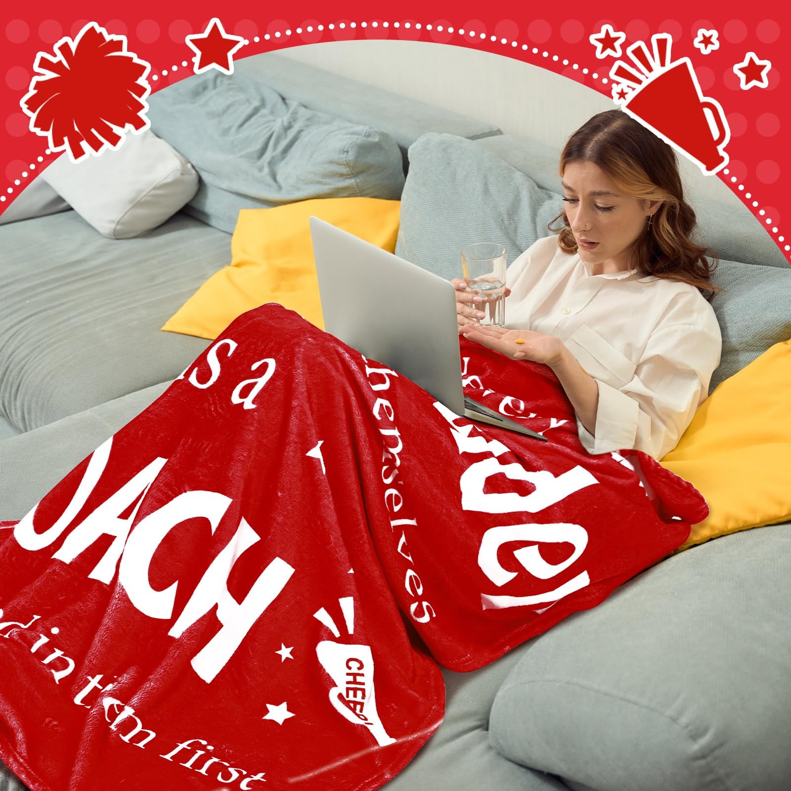 Cheer Coach Gift for Women 40'' x 50'' Cheerleader Blanket Cheerleading Appre... thumbnail 4