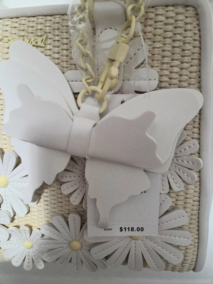 NUEVO CON ETIQUETAS BOLSO BANDOLERA BETSEY JOHNSON XOBECA-U TOTE MARGARITA CON ENCANTO MARIPOSA AZUL Foto 4 de 4