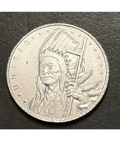 1 Gram .999 Pure Fine Silver Native American  Chief Washakie Mini Round