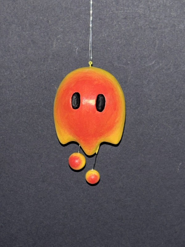 Handmade Hand-painted Nintendo Super Mario 2.75" Hanging Podoboo Fire Replica