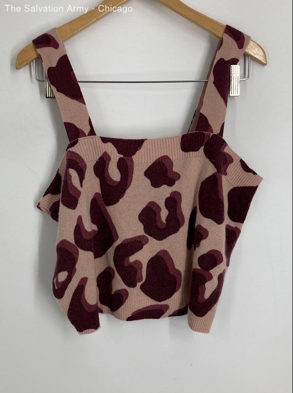 525 America Womens Pink Burgundy Animal Print Sleeveless Cropped Tank Top Size S