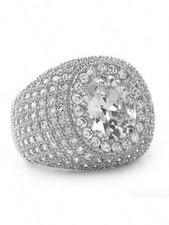 Silver Men's Luxury Cubic Zirconia Statement Ring Size 7 8 9 10 11 12 13