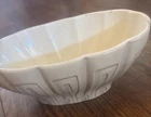 Vintage Haeger Beige Oval Scalloped Pottery Planter Mid-Century Art Deco 9”