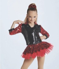 Jazz/Tap/Dance Costume - Weissman - Adult XL - Black Red W/Sequins