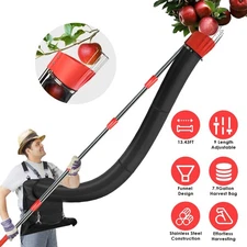 1Pc 13FT High Reach Fruit Picker Pole With Harvest Bag Heavy Duty Fruit Picking 