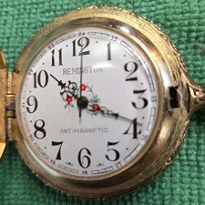 Remington mechanical Anti Magnetic Pocket Watch w/ Train Snap Case