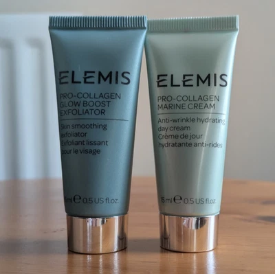 Elemis Pro-collagen Marine Cream Moisturiser - 15ml & Glow Boost Exfoliator New - Image 1 of 3