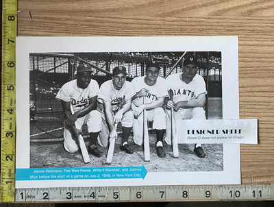 Giants VS Dodgers Robinson Mize Reese Marshall 1949 Scene Book Photograph