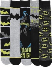 DC Comics Batman Adult Dark Knight Crew Socks 5-Pack Bundle