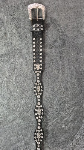 Cinturón de cuero negro cristal Tony Lama 32 vaquera occidental para mujer - Imagen 2 de 6