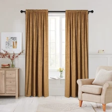 Double-Sided Chenille Curtains for Living Room Bronze Window Treatment for Be...