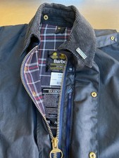Barbour Border 1993 C38 Mens M-L 48in blue waxed country jacket & liner