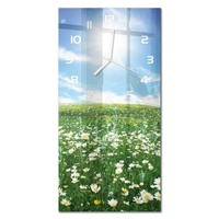 Wanduhr Aus Glas Im Hochformat FüR Wohnzimmer Wiese WeißE Zeiger 30X60 Cm