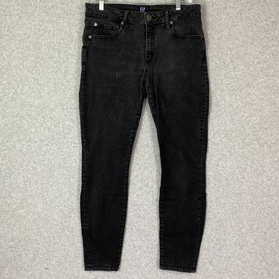 GAP 1969 Jeans Womens 31 Black Curvy True Skinny Stretch Mid Rise Med Wash