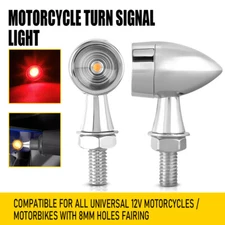 2X Chrome Mini Motorcycle Bullet LED Turn Signal Blinker Brake Light Amber+Red B