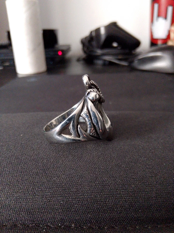 Anello Ancora Con Corda In  Acciaio  - Immagine 4 di 4