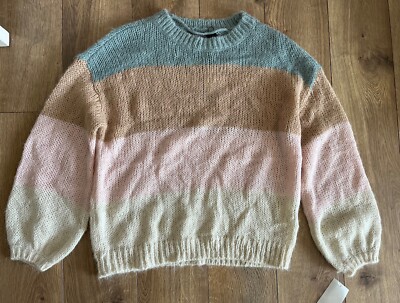 New Vero Moda PaleBlue/Pink/Brown Striped Sweater Size S