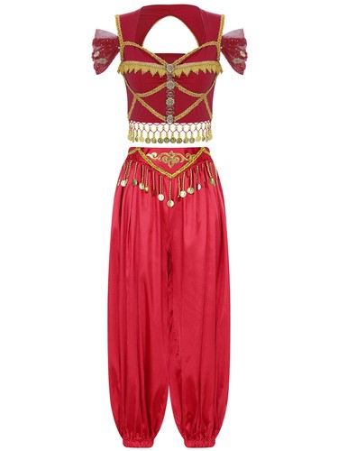Women Satin Bloomers Flowing Belly Dance Outfit Stylish Crop Top Eye-catching - Picture 17 of 65