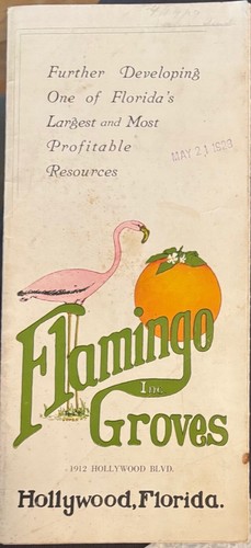 1928 Ft. Lauderdale Hollywood Florida Flamingo Groves Promotional Brochure