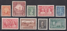 Canada Sc 141/294 MNH. 1927-1950 issues, 9 different, F-VF or better